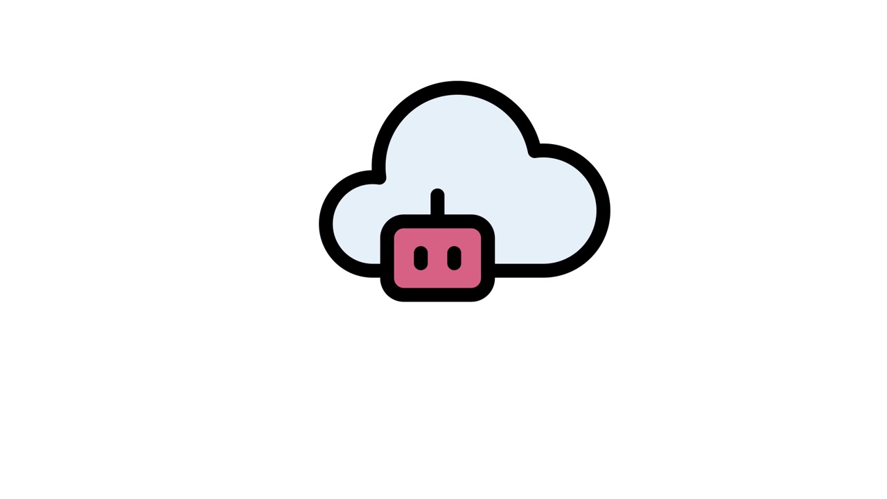 Animated Cloud Computing Network Icon with Data Connections