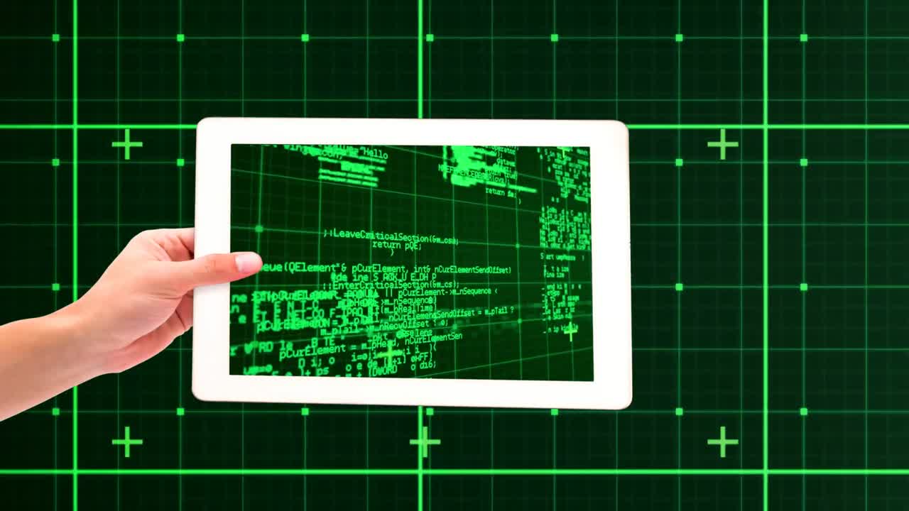 녹색 코딩을 표시한 태블릿