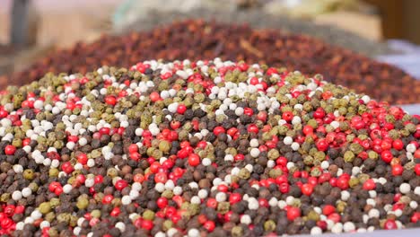 close up of various types of peppercorns