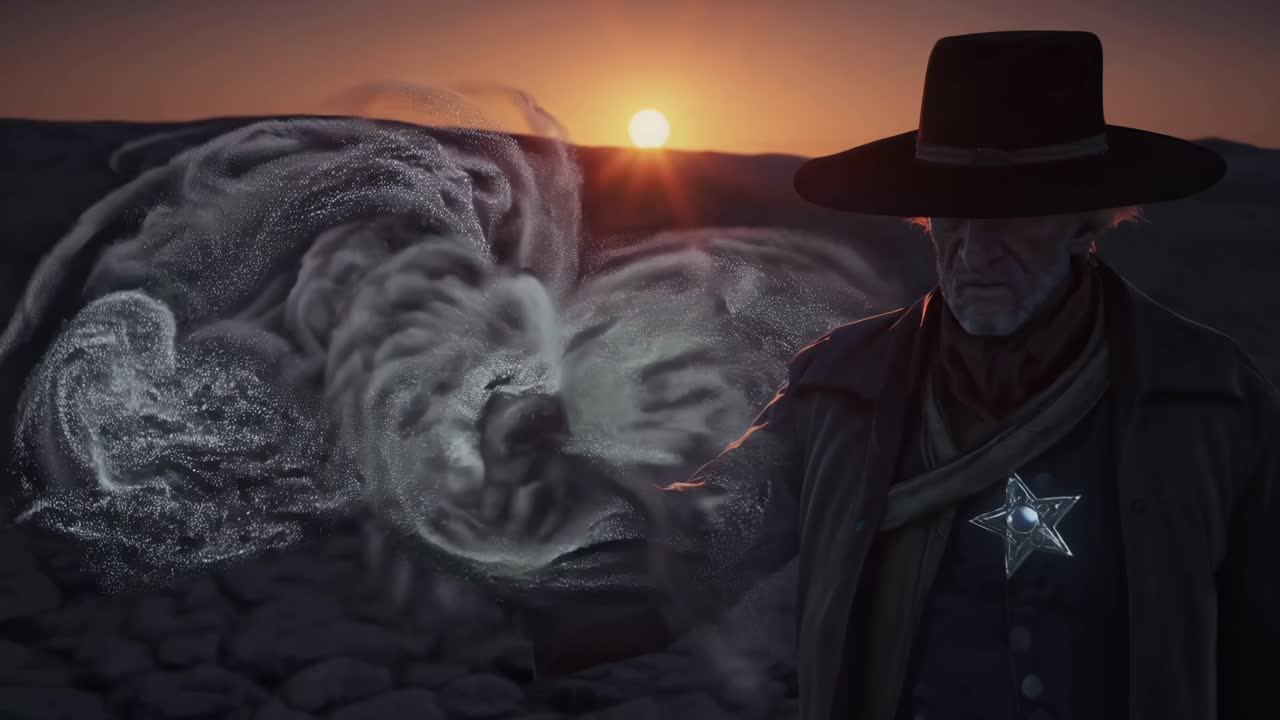 Cowboy in a Dust Devil Sunset