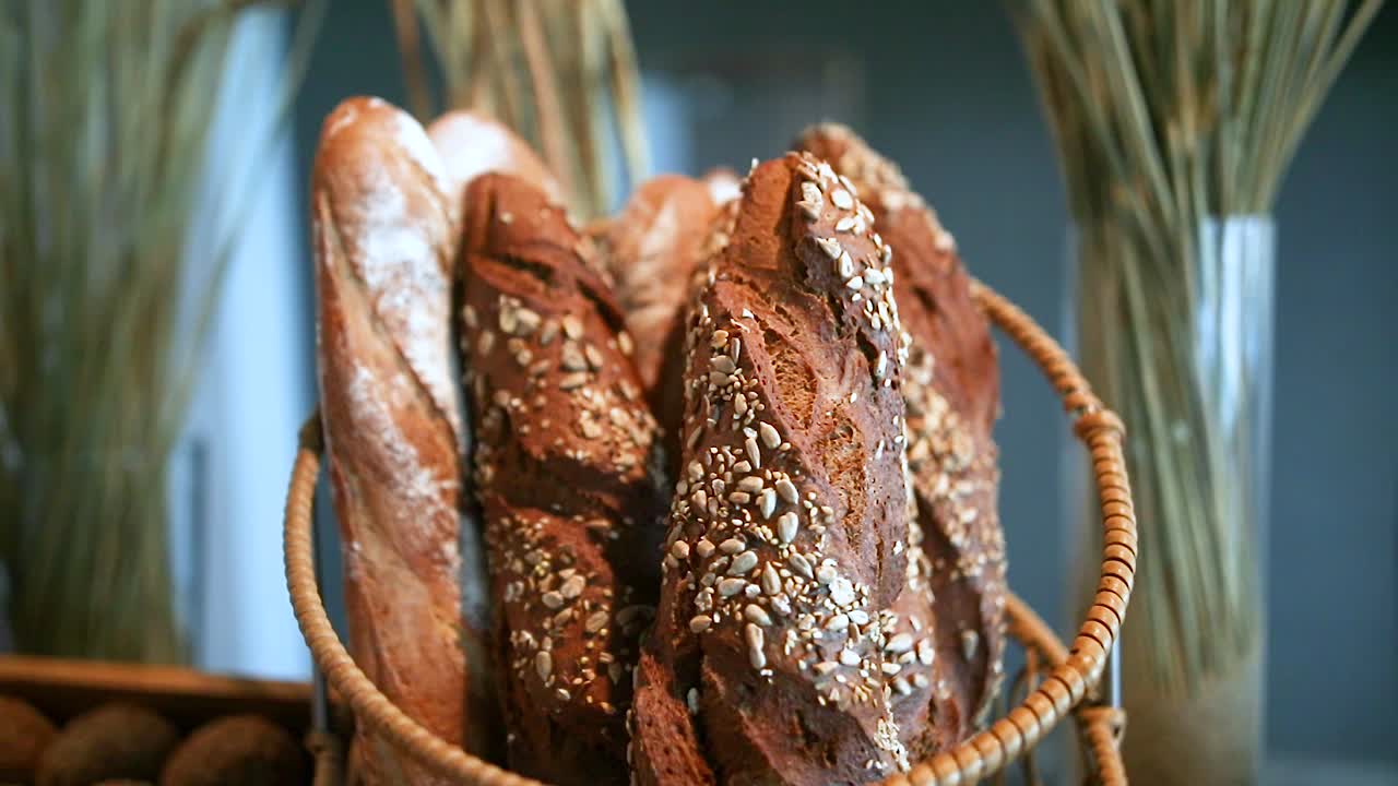 Baguette bread in bakery basket