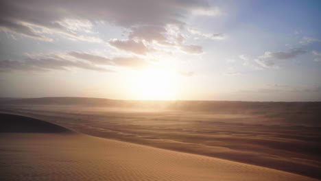 wahiba sands desert in oman with sunset