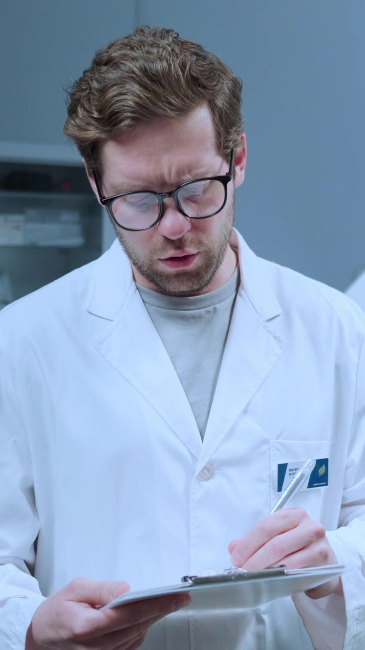 Medico che interroga il paziente e compila un modulo prima di una procedura medica