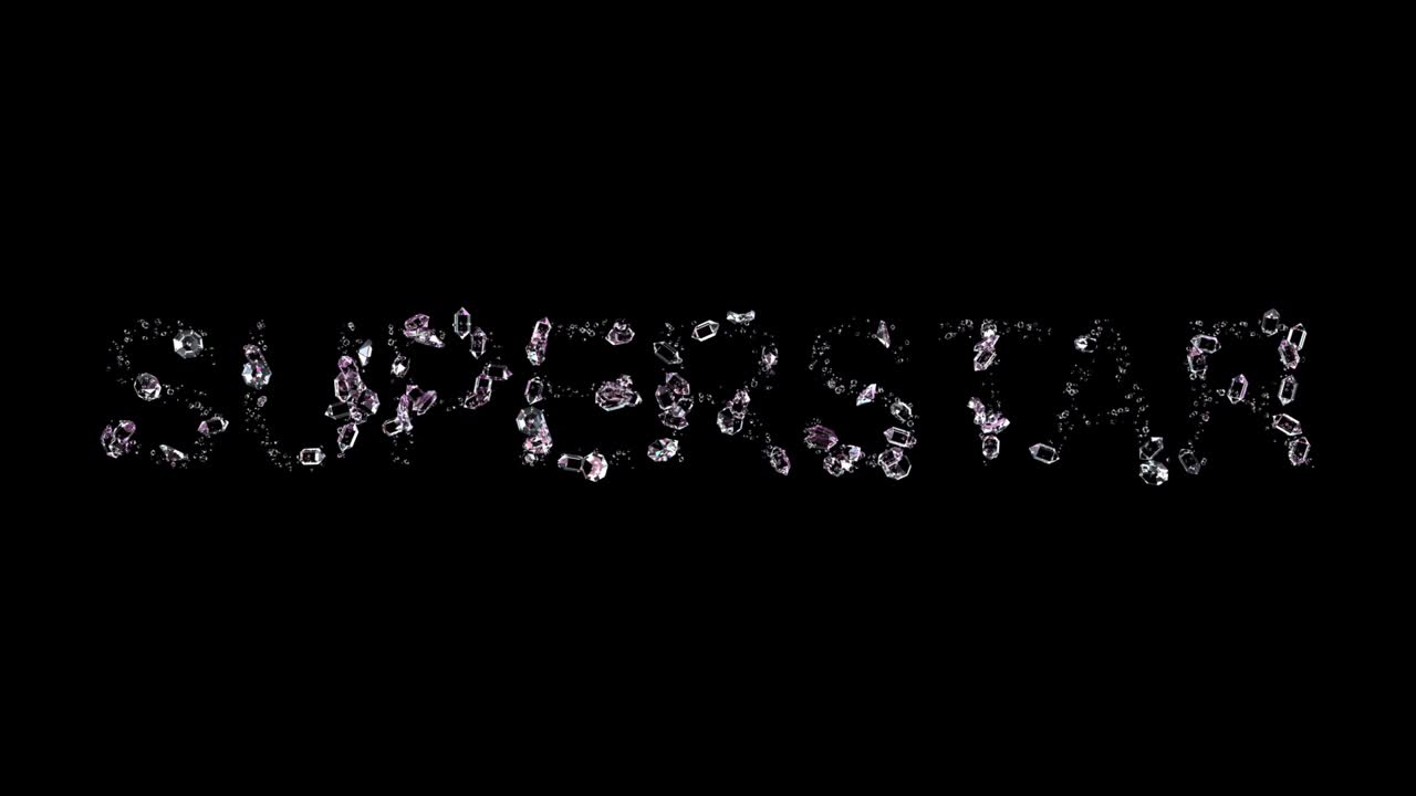 슈퍼스타 - 빛나는 다이아몬드로 만든 텍스트, 고립 - 루프 비디오
