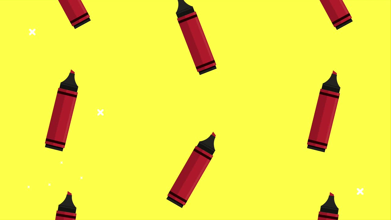 animación de regreso a la escuela con colores, lápices de colores y patrones.