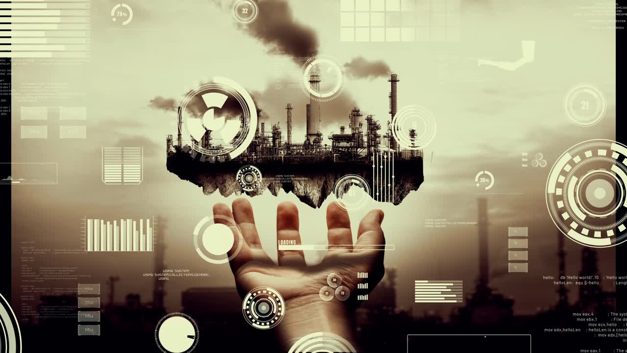 Geleceğin fabrika tesisi ve yaratıcı enerji endüstrisi konsepti