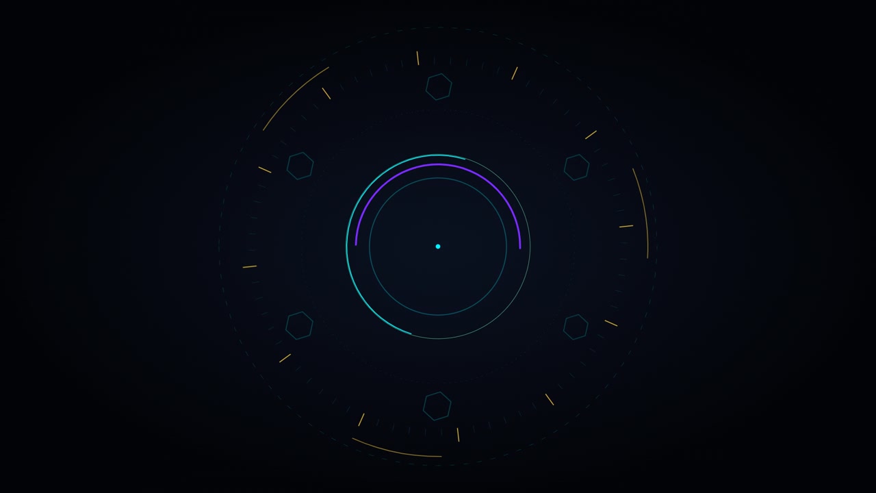 Abstract Digital HUD Interface with Rotating Circular Elements