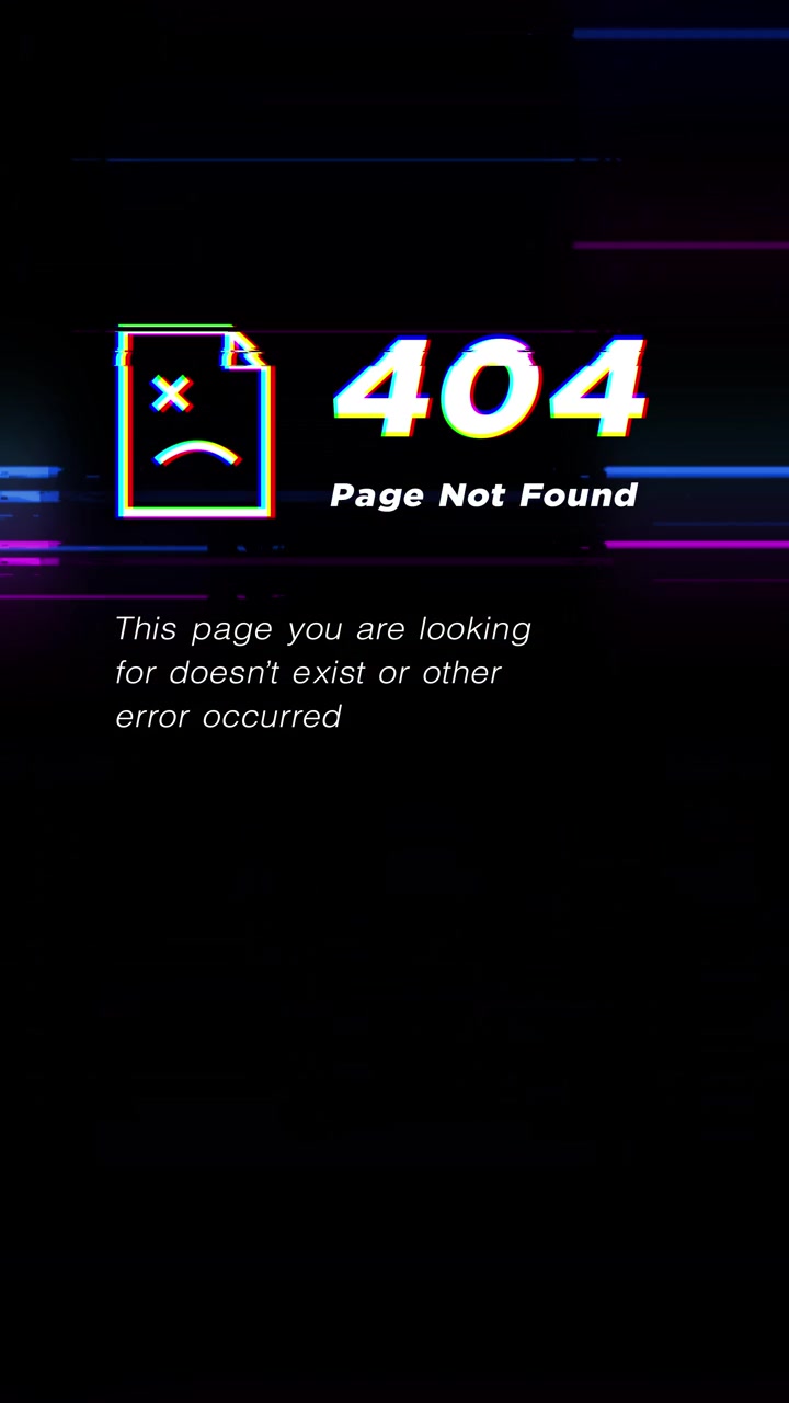 Animated 404 Page Not Found Error with Glitch Effect