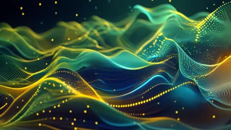 abstract digital waves of glowing particles