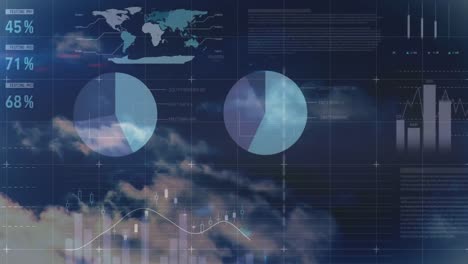 Animation-Der-Statistikverarbeitung-über-Wolken-Und-Himmel