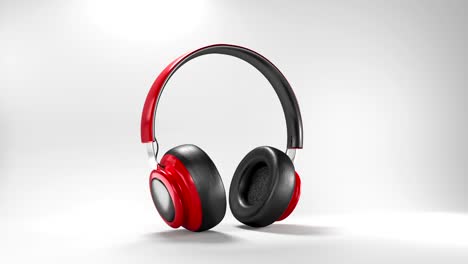 red black headphone spin, girar en fondo blanco con la tecla del canal alfa mate aislada. estilo moderno hi-fi con fondo de estudio vacío aislado simple, renderización 3d