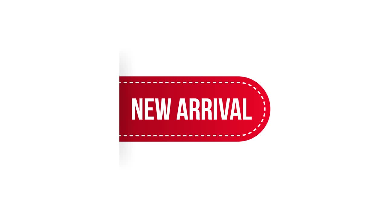 New arrival red label on white background. New collection. Motion graphics.
