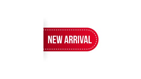 new arrival red label on white background. new collection. motion graphics.