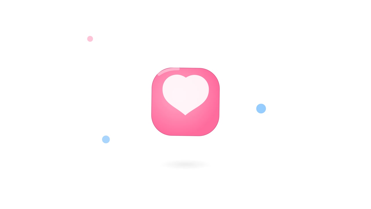 Animated Pink Heart Icon Floating on White Background