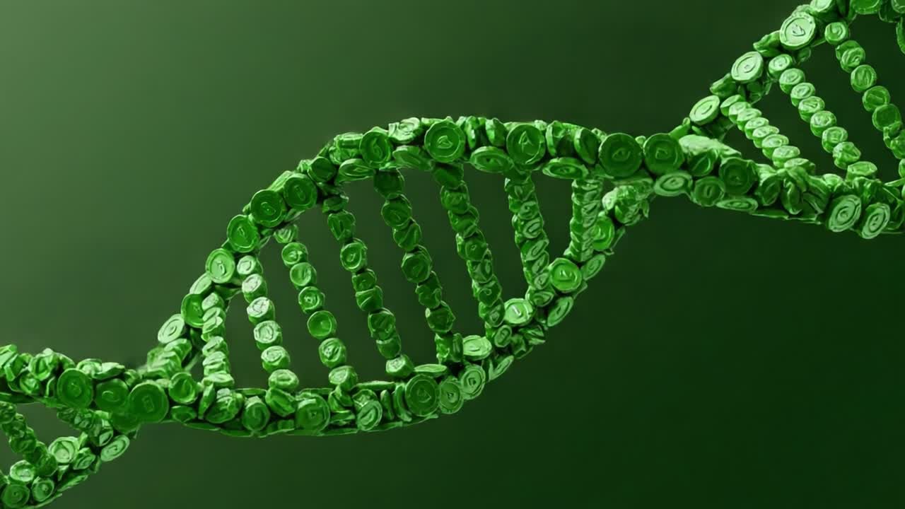 Exploring the Intricacies of Genetic Structure: A Stunning Visualization of Green DNA strands Illuminating the Depths of Biological Complexity