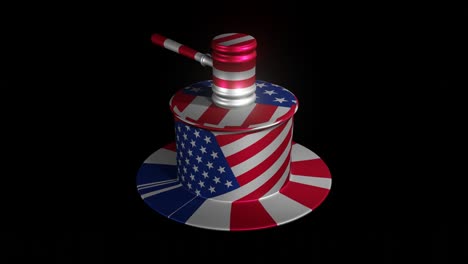 hitting hat in colors of usa flag with gavel