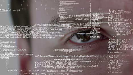 Data scrolling against a men eye background
