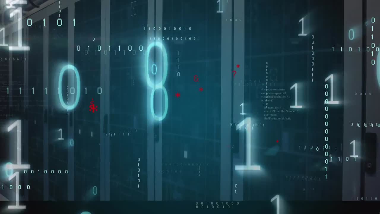 Animation of data processing over server room