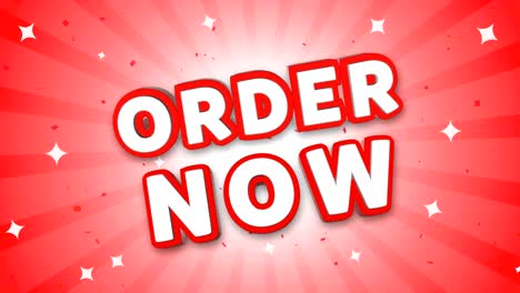 order now 3d text on falling confetti background.