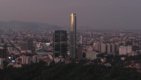 aerial images of mitikah tower in coyoacan, at night
