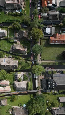 aerial view of a dutch canal town