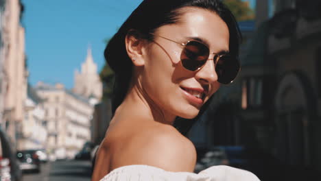 woman in city street