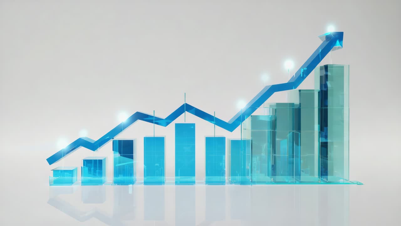 Abstract 3D Bar and Line Graph Showing Business Growth