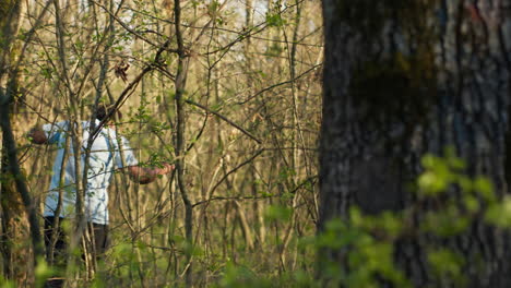 civilian search party beginning the manhunt within the forest area