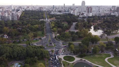 rotating aerial view of busy intersection at palermo park