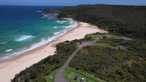 frazer beach in new south wales, australia during summer - aerial shot