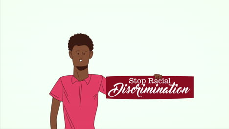 stop the racism campaign with afro man liftin label