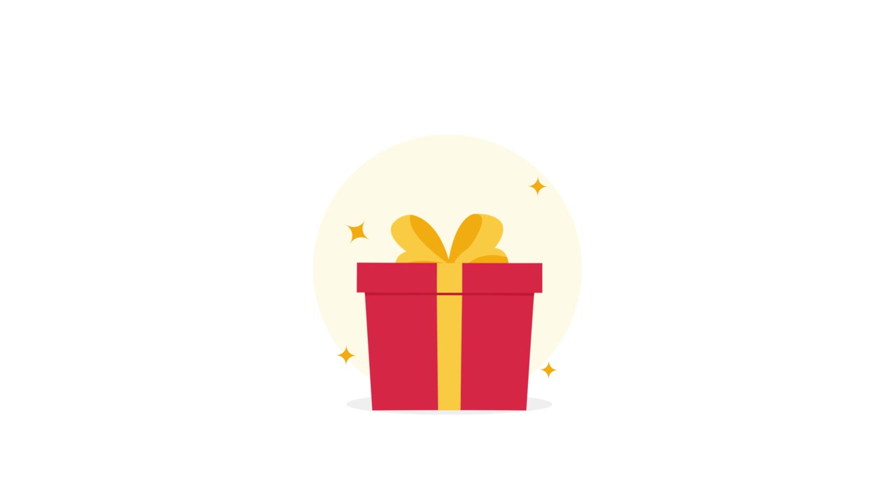 Animated Red Gift Box with Yellow Ribbon Opening and Closing