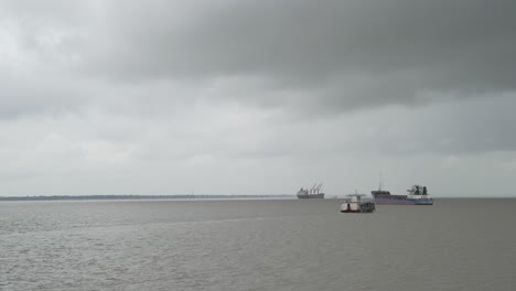 vessels run over the river ganges, which is the estuary of the river ganges