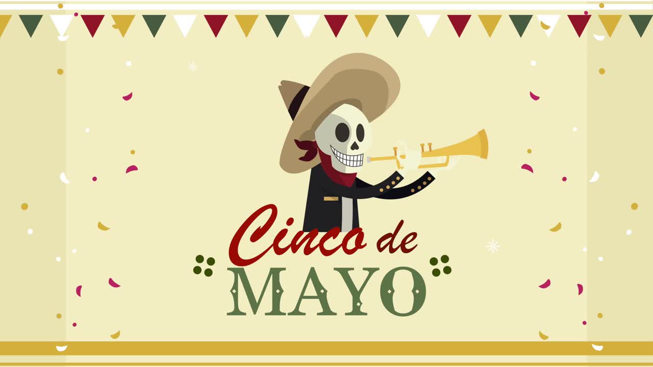 cinco de mayo scritte con il mariachi del cranio