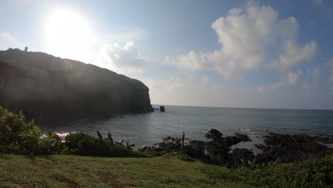 Timelapse-in-Roca-Partida,-it's-a-big-cliff-shaped-tip-that-is-inserted-into-the-deep-forming-a-bay