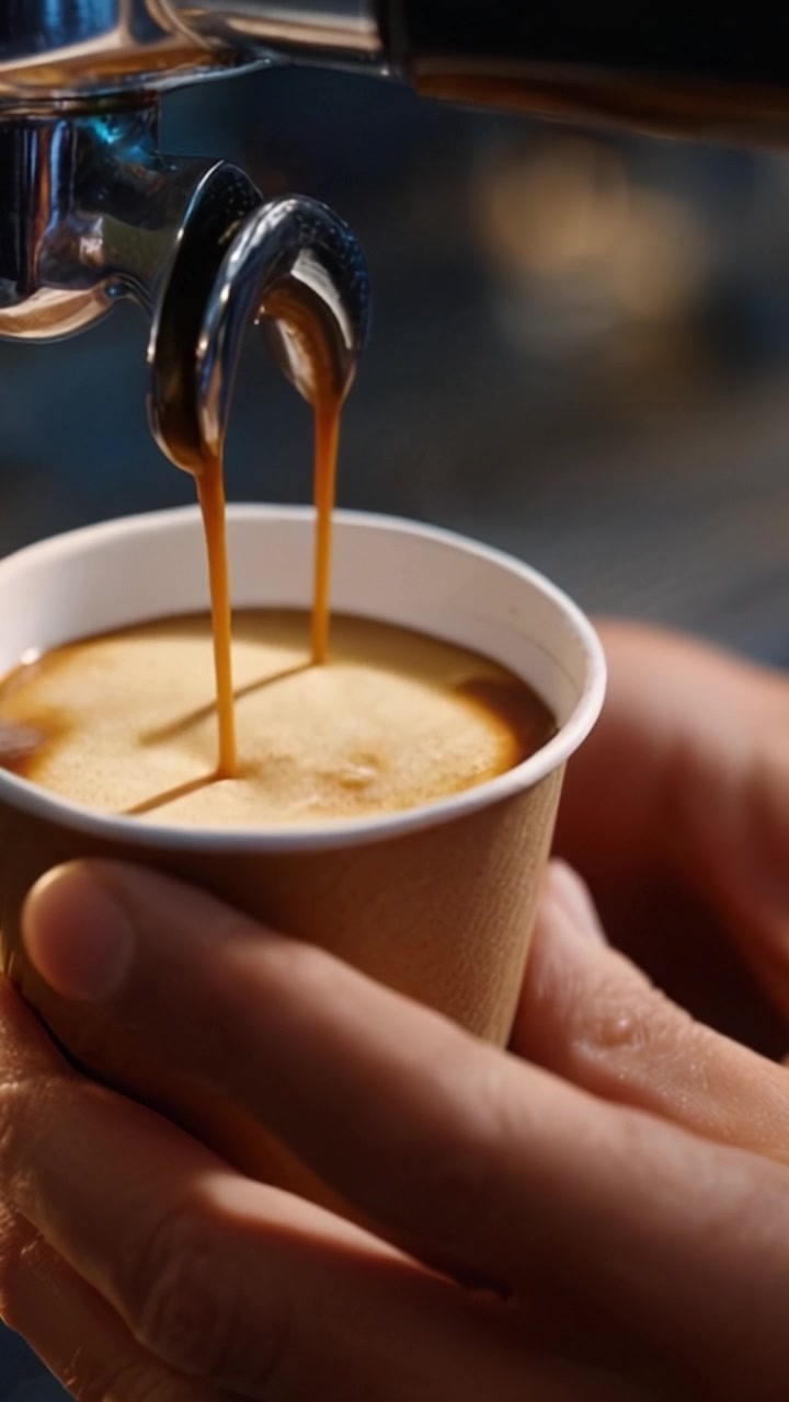 Perfekt brygget espresso: En baristas færdighed i hvert hæld, der indfanger den rige aroma og cremede tekstur i en sprød kop kaffenydelse, hvor øjeblikke nydes.