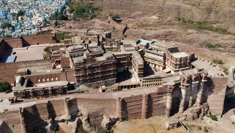 Antenne-Des-Forts-Mehrangarh-In-Jodhpur,-Rajasthan,-Indien