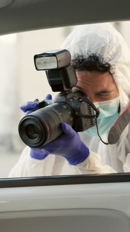 forensic photographer at a crime scene