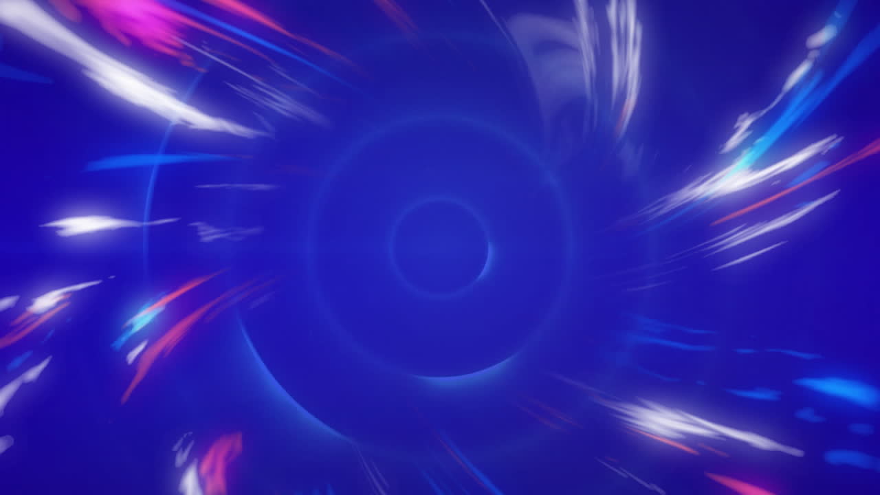 Colorful light streaks and circular patterns, animation of dynamic motion