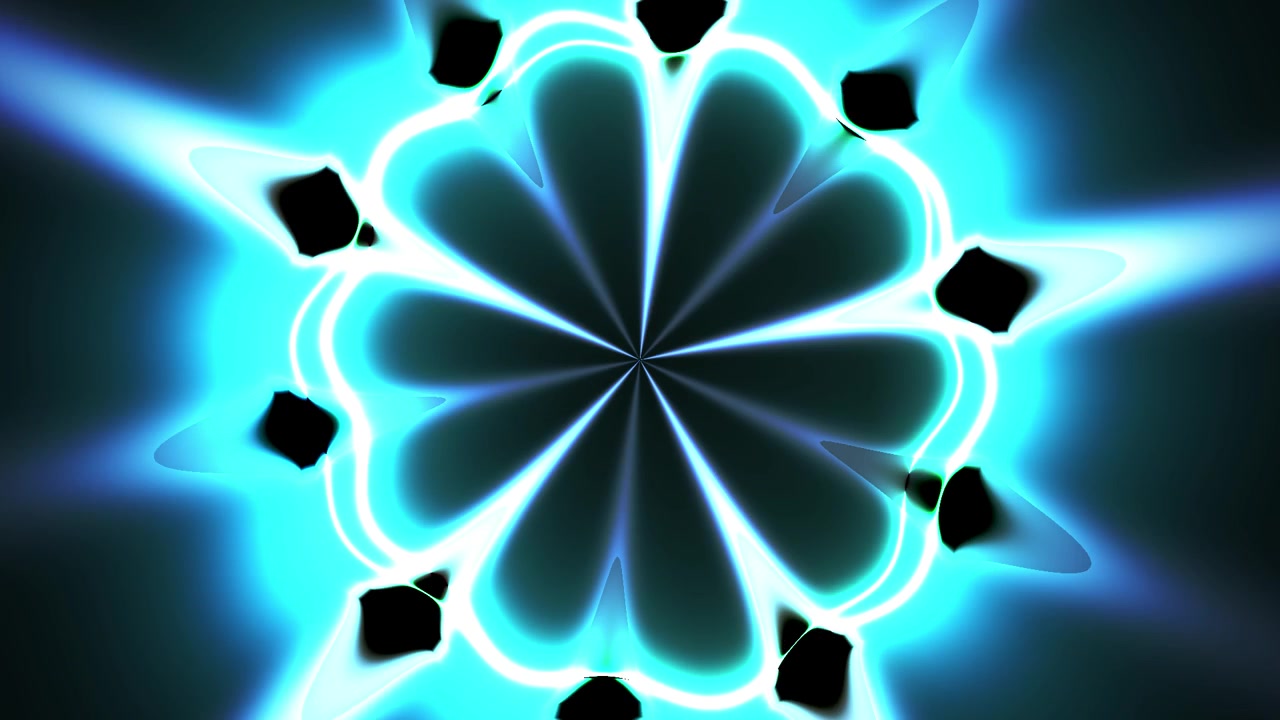 Padrão de Caleidoscópio Abstrato de Luz Neon Azul Pulsante