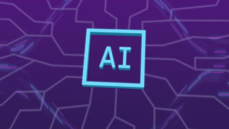 animación de un procesamiento de datos con iconos y red de conexiones
