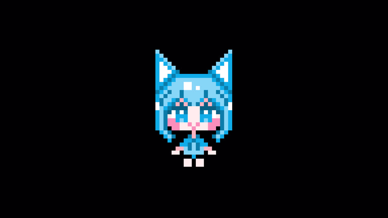 Pixel Cat girl sitting short hair Looping animation pack. 1080p (2).mov