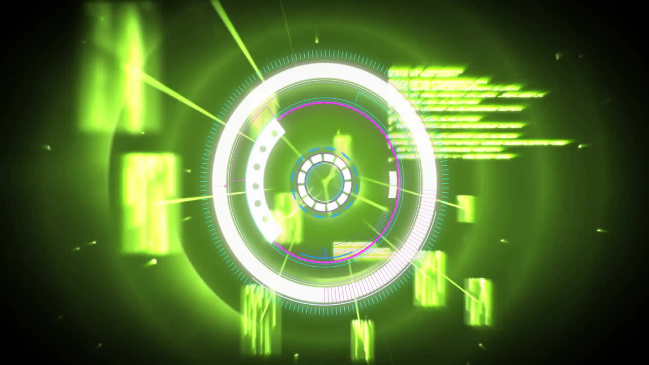 반이는 원 위에서 스 스캔과 데이터 처리의 애니메이션