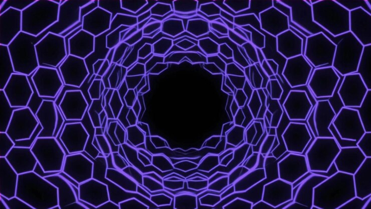 Animação Abstrata de Túnel Hexagonal Roxo