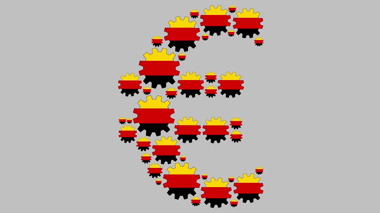 German flag gears shaping euro symbol