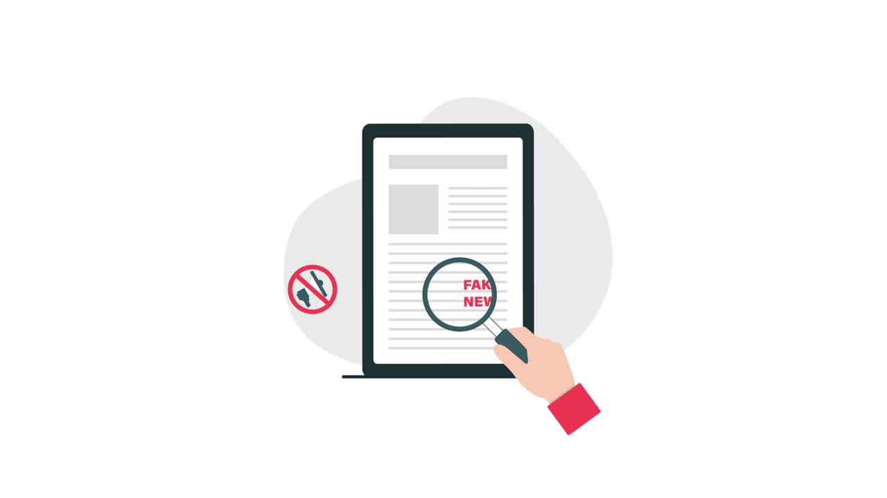 Animated Hand Fact-Checking Digital Document for Fake News