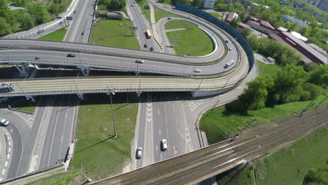 Aerial-view-of-a-freeway-intersection