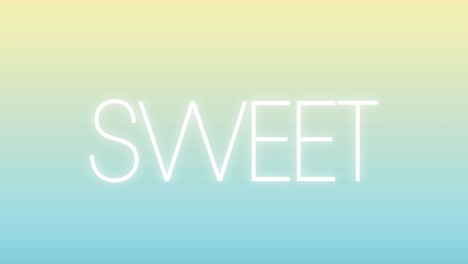 Animation-of-sweet-text-over-yellow-to-blue-background
