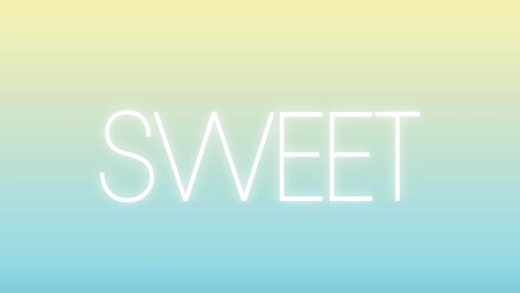 animation of sweet text over yellow to blue background