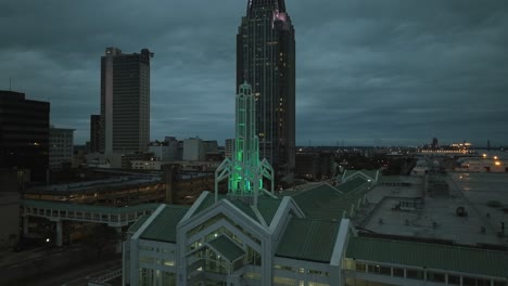 Aerial-view-of-downtown-Mobile,-Alabama